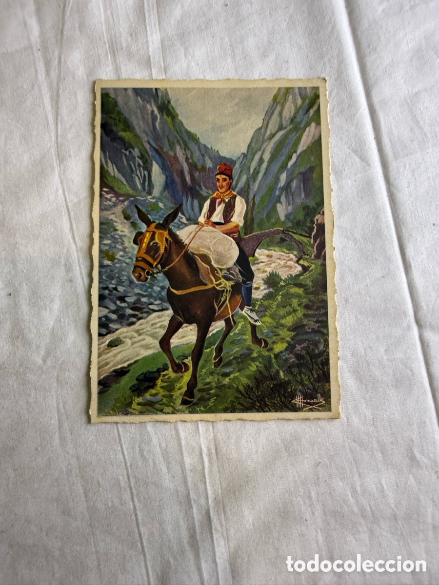 Postales: Postal ilustrada Josep Hormalk &ndash; Arriero (Muletier) &ndash; Rosell&oacute;n &ndash; Original de &eacute;poca