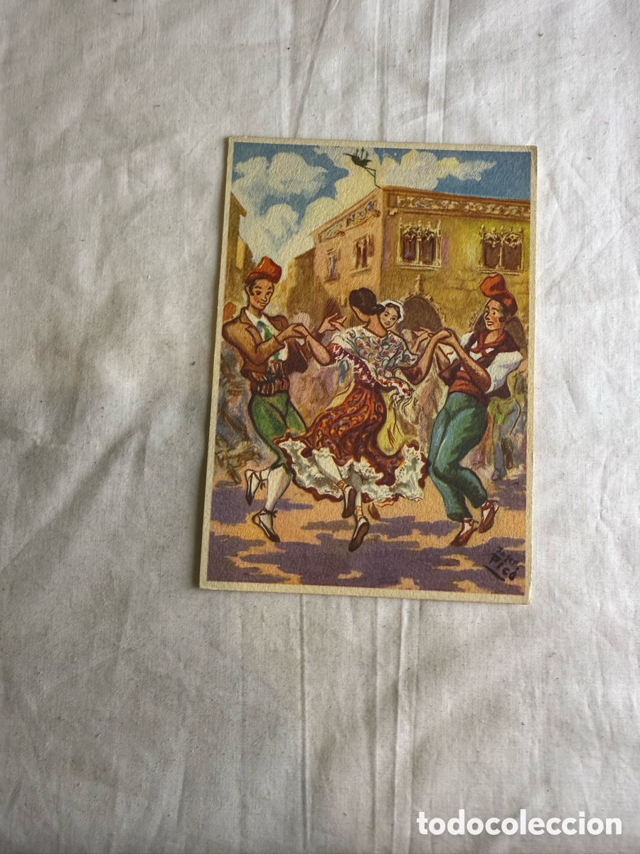 Postales: Postal ilustrada Josep Pico &ndash; La Sardana en Perpi&ntilde;&aacute;n &ndash; Original de &eacute;poca