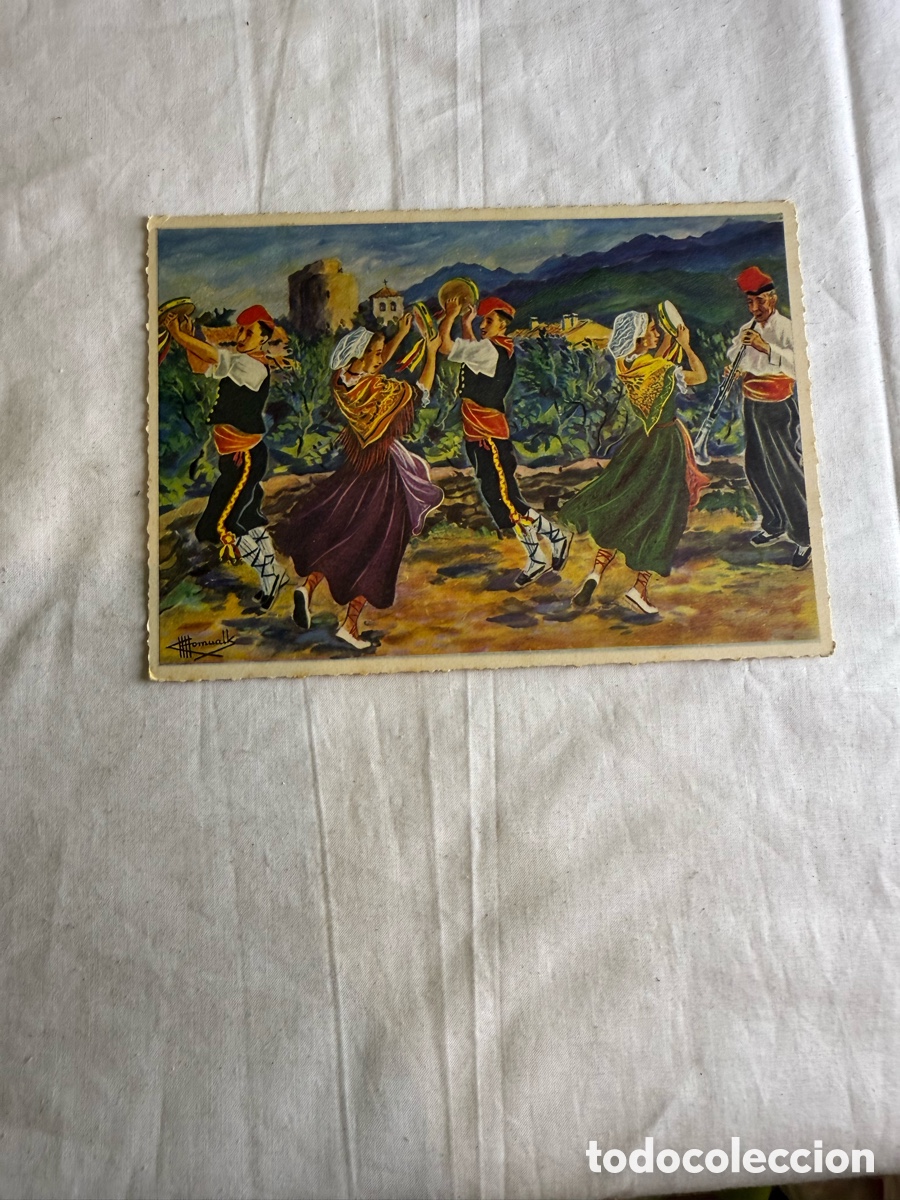 Postales: Postal ilustrada Danza Catalana L&rsquo;Entrella&ccedil;ada &ndash; Rosell&oacute;n &ndash; Original de &eacute;poca