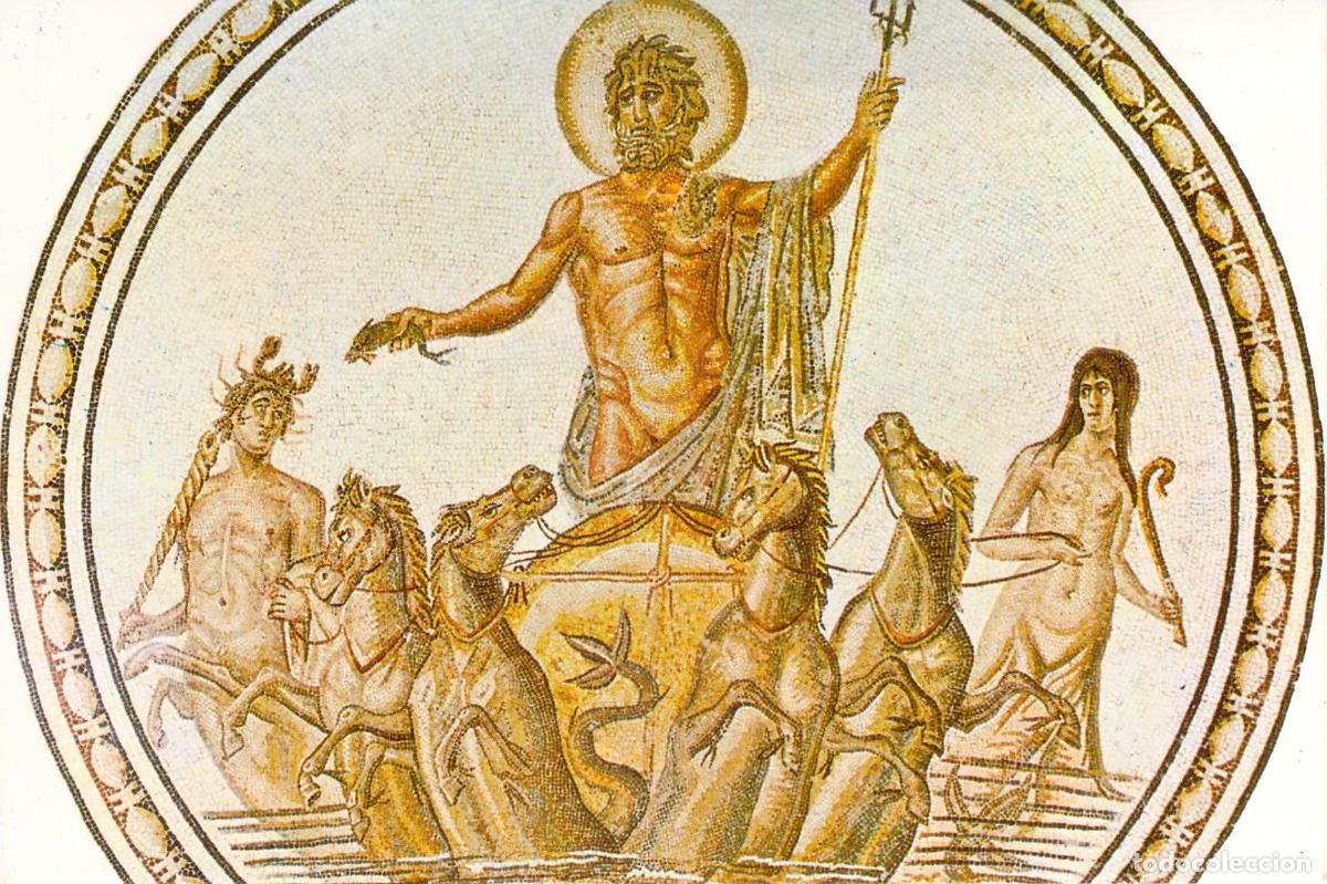 Postales: Postal del Mosaico El Triunfo de Neptuno en el Museo del Bardo
