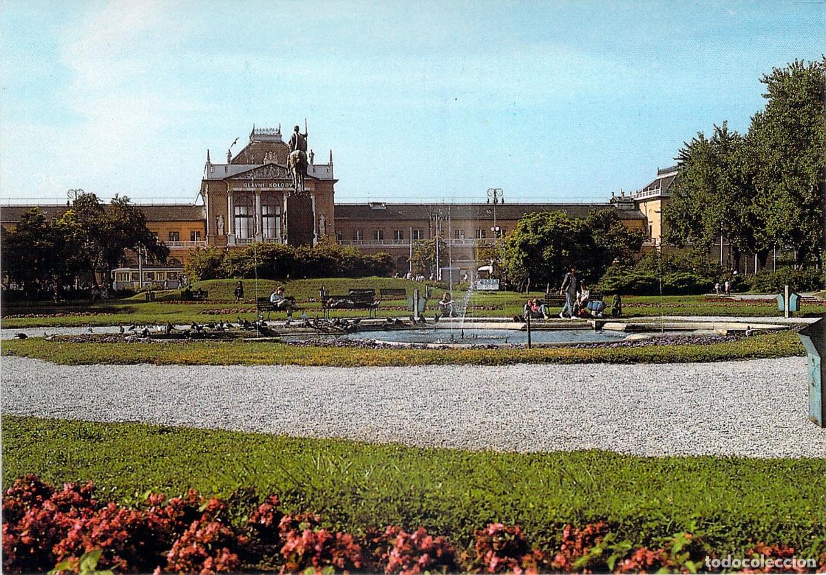 Postales: Postal de Zagreb, Plaza del Rey Tomislav y Estaci&oacute;n de Tren