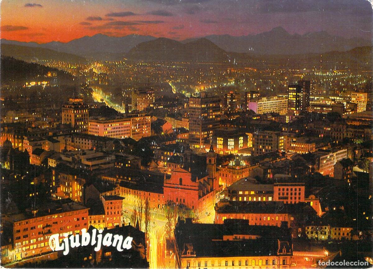 Postales: Postal de Ljubljana Eslovenia Vista Nocturna de la Ciudad