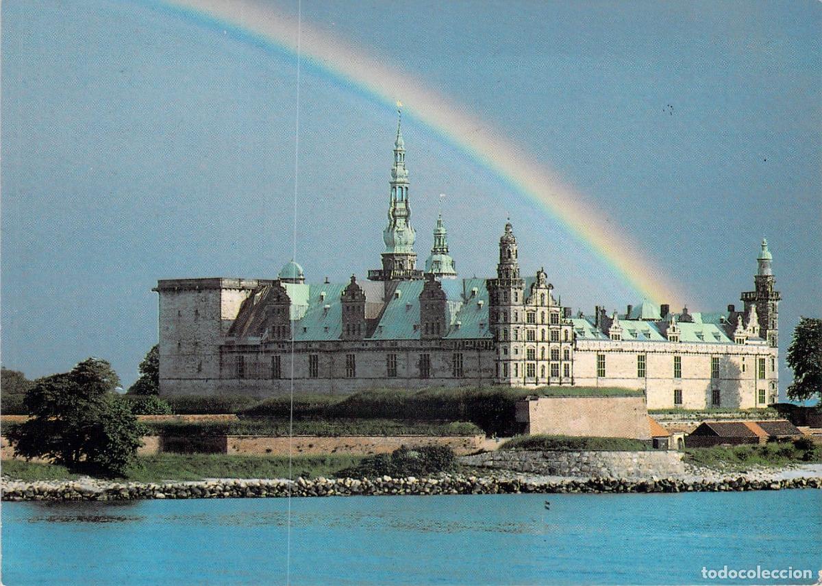 Postales: Postal Castillo de Kronborg Helsingor Dinamarca con Arco&iacute;ris