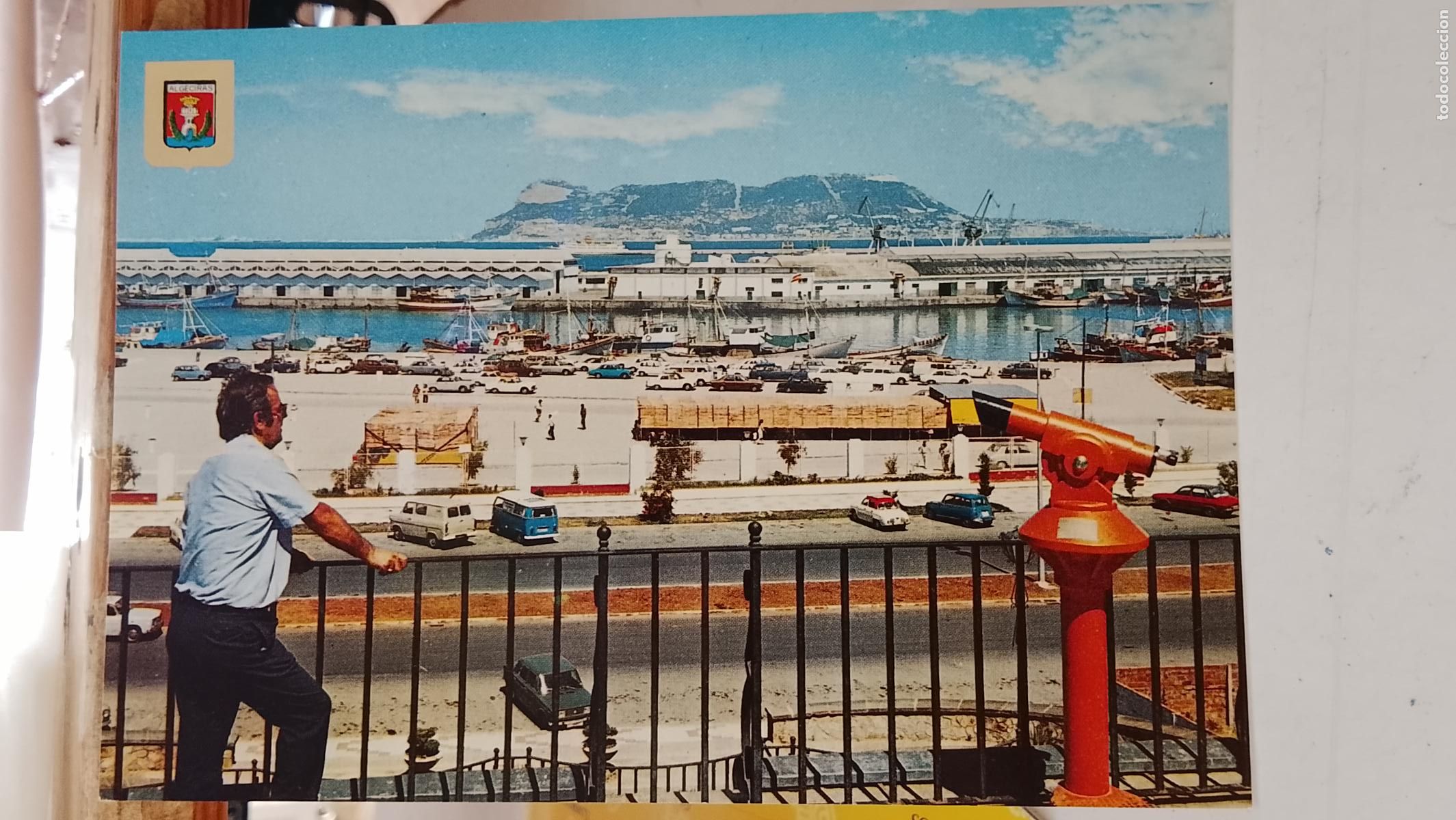 Postales: TARJETA POSTAL ANTIGUA ALGECIRAS CADIZ PE&Ntilde;ON DE GIBRALTAR DE FONDO