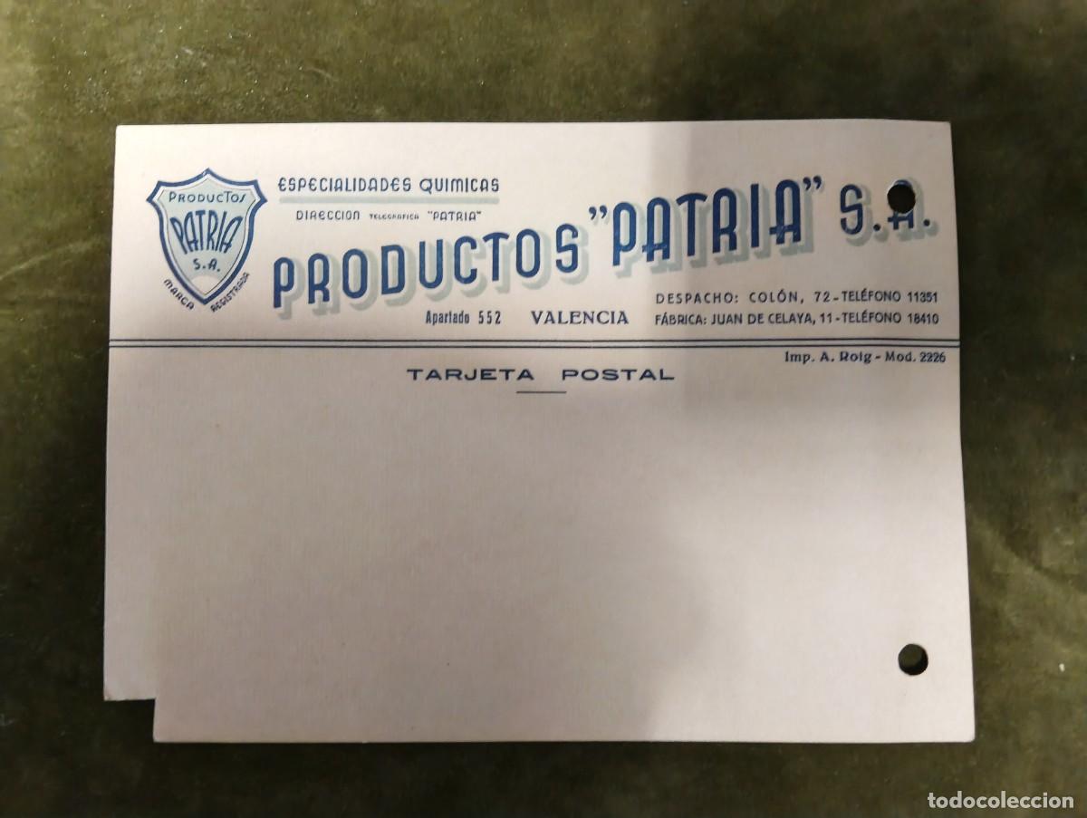 Postales: TARJETA POSTAL - PRODUCTOS PATRIA - ESPECIALIDADES QUIMICAS - VALENCIA