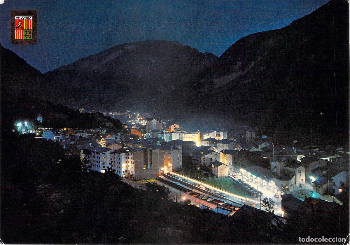 Postales: Postal de Andorra la Vella de noche