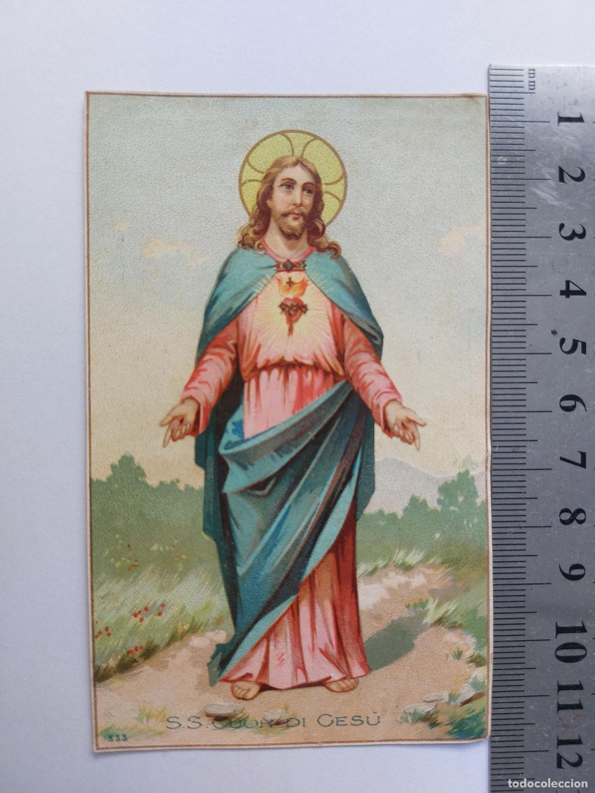 Postales: Estampa religiosa del Sagrado Coraz&oacute;n de Jes&uacute;s de 1895