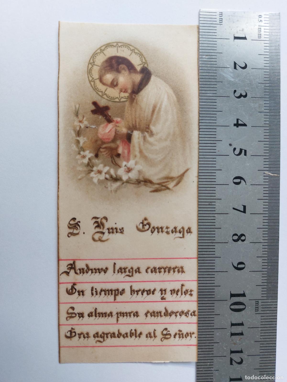 Postales: Estampa de San Luis Gonzaga con oraci&oacute;n devocional