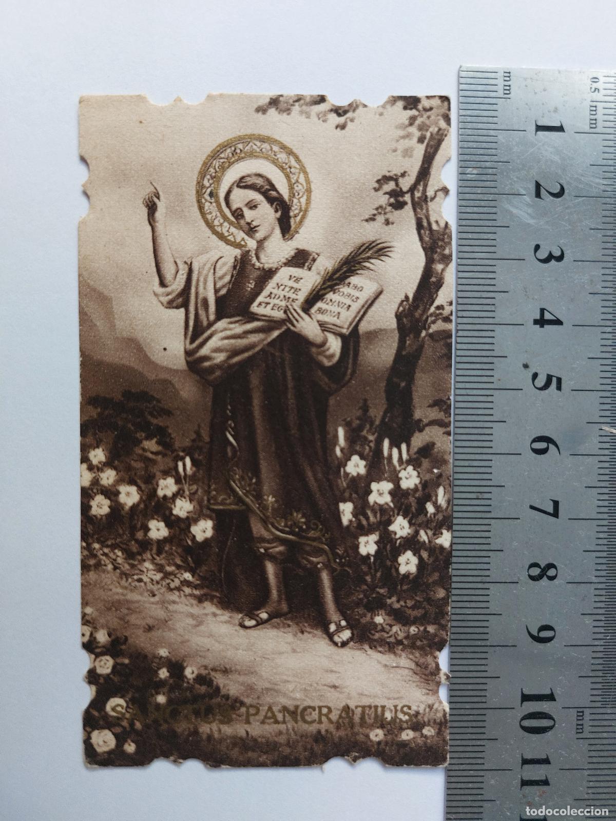 Postales: Estampa de San Pancracio con bordes decorados