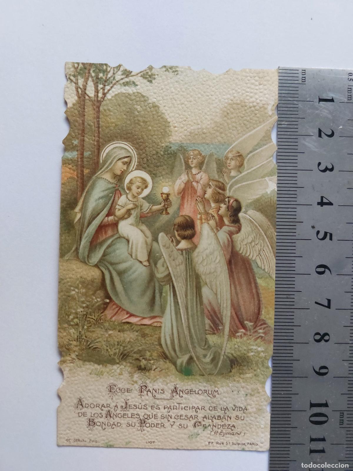 Postales: Estampa de recuerdo de Primera Comuni&oacute;n en Ulldecona Ecce Panis Angelorum
