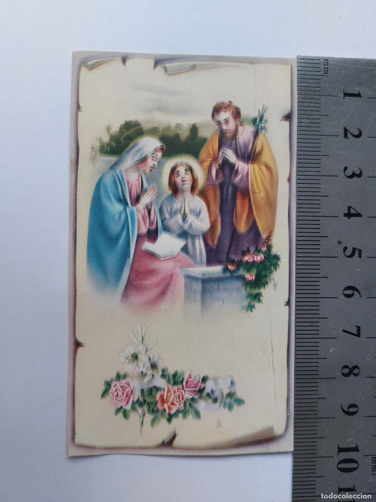 Postales: Estampa religiosa de la Sagrada Familia con motivos florales
