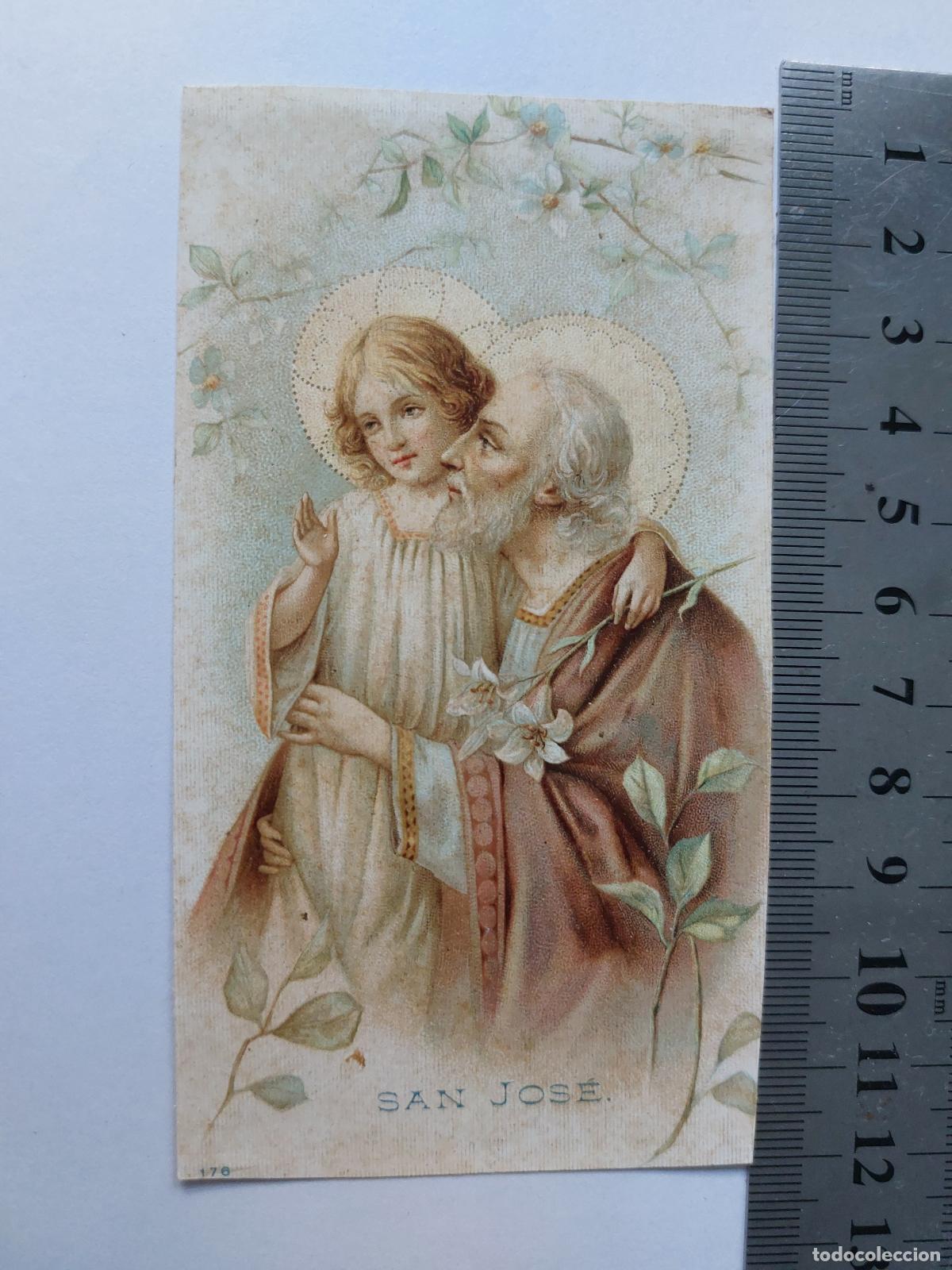 Postales: Estampa religiosa de San Jos&eacute; con el Ni&ntilde;o Jes&uacute;s