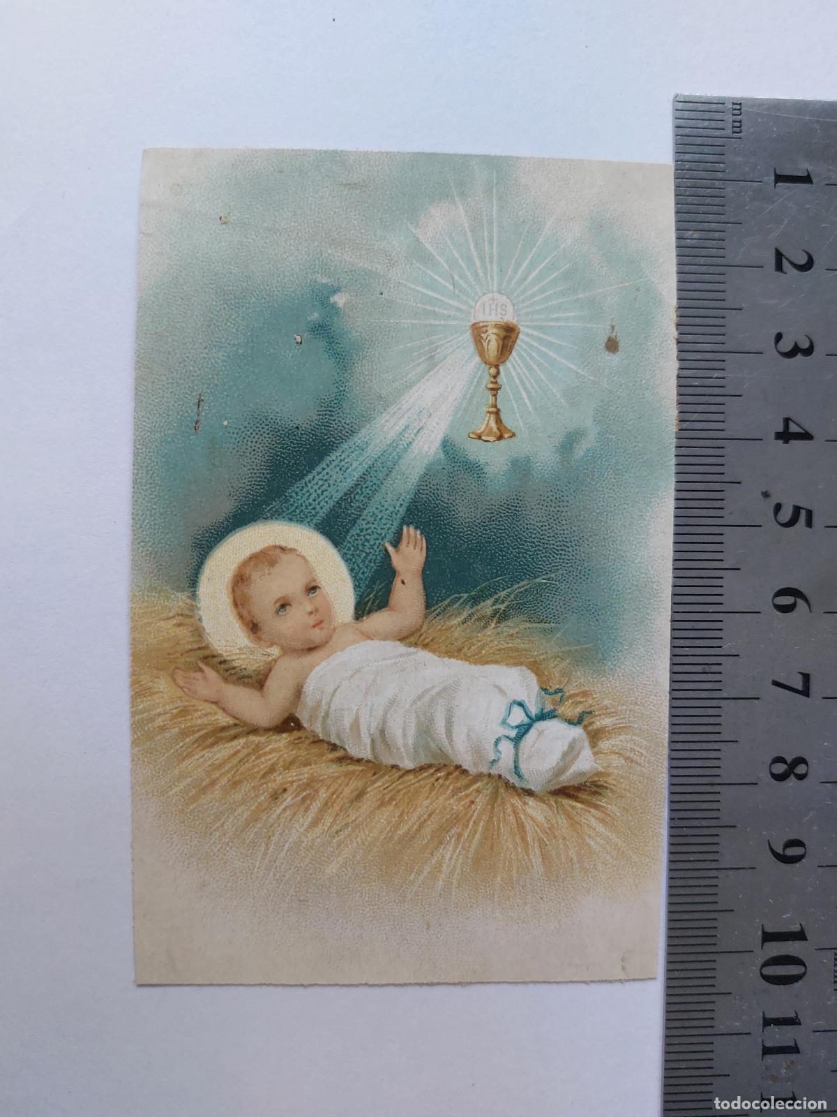 Postales: Estampa con ilustraci&oacute;n del Ni&ntilde;o Jes&uacute;s y la Eucarist&iacute;a