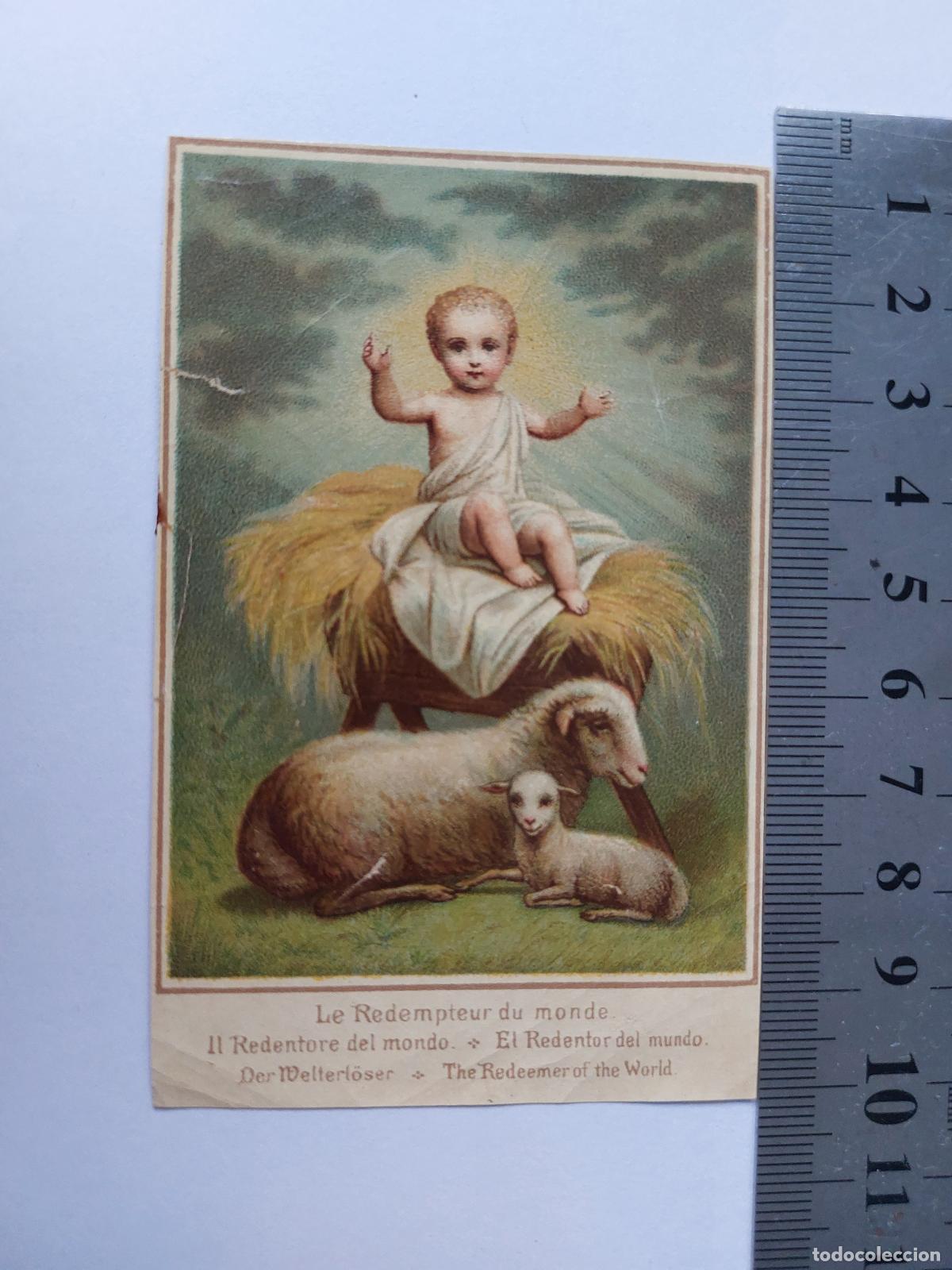 Postales: Estampa religiosa del Ni&ntilde;o Jes&uacute;s con cordero, arte sacro