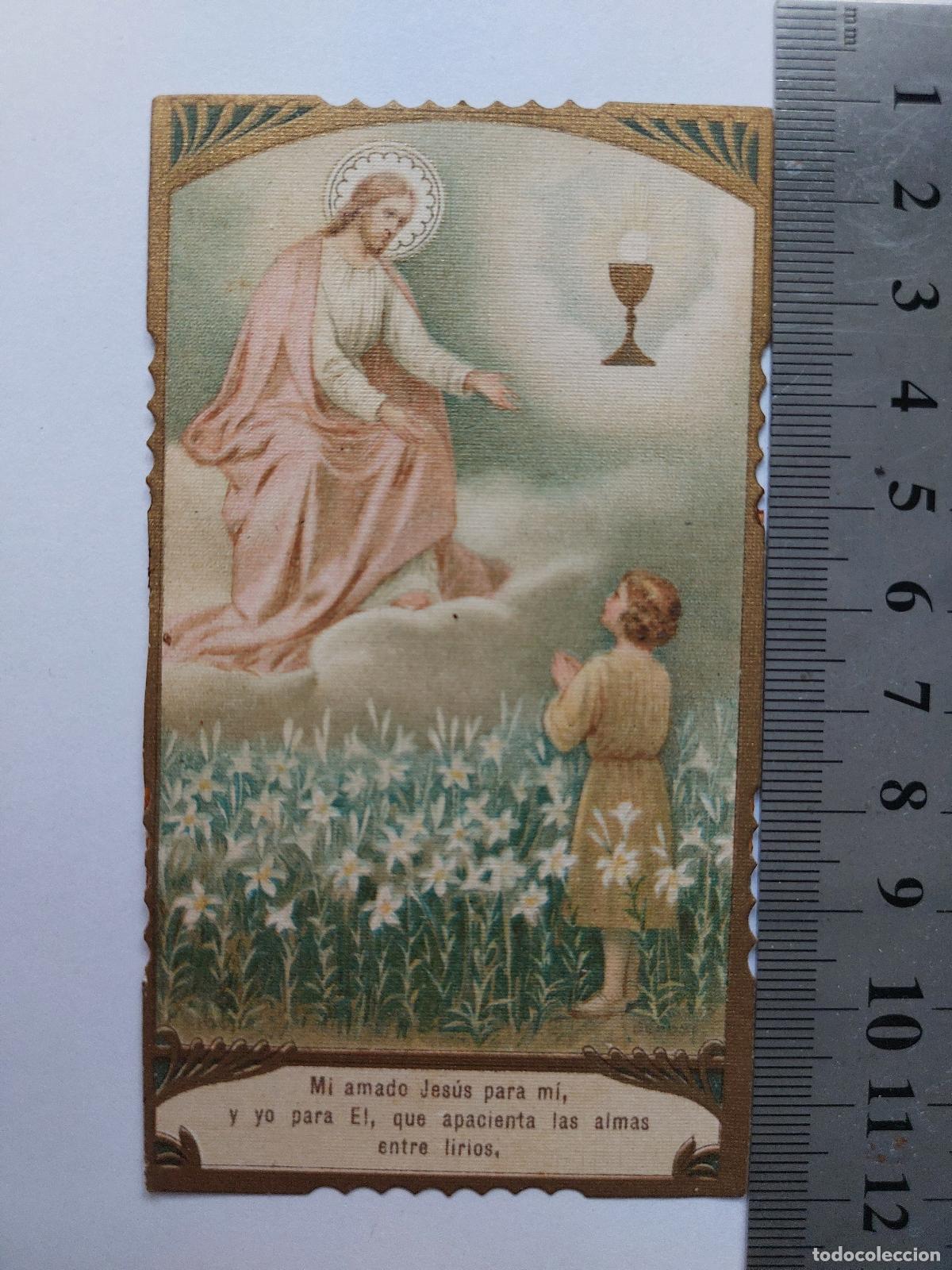 Postales: Estampa religiosa estampa de Jes&uacute;s con ni&ntilde;o y lirios