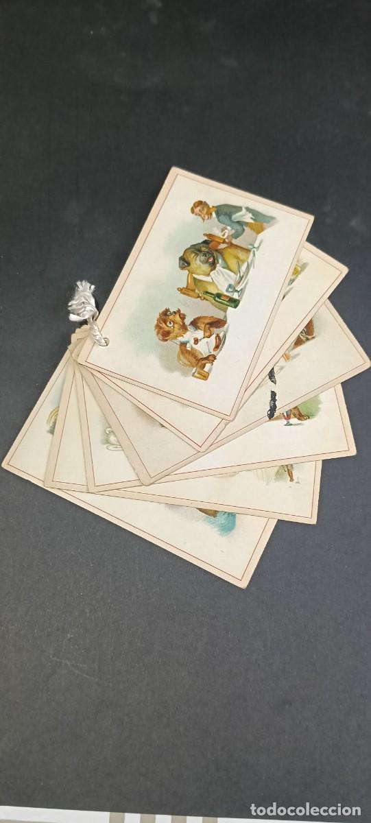 Postales: Raro conjunto de 6 tarjetas de men&uacute; antiguas en abanico (Belle &Eacute;poque - Circa 1900-1910) - Ilustraci