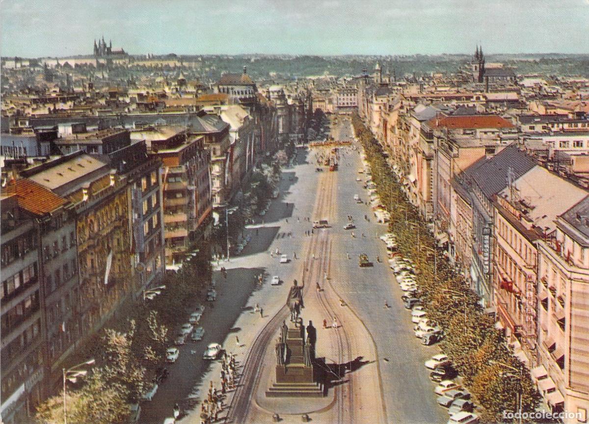 Postales: Postal de la Plaza de Wenceslao en Praga