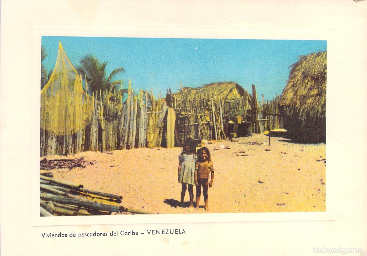 Postales: Postal de Venezuela con viviendas de pescadores en el Caribe