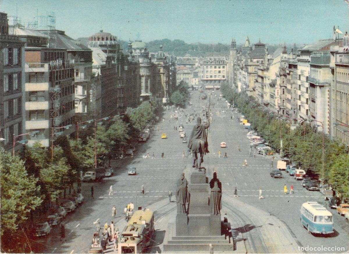 Postales: Postal de la Plaza de Wenceslao en Praga