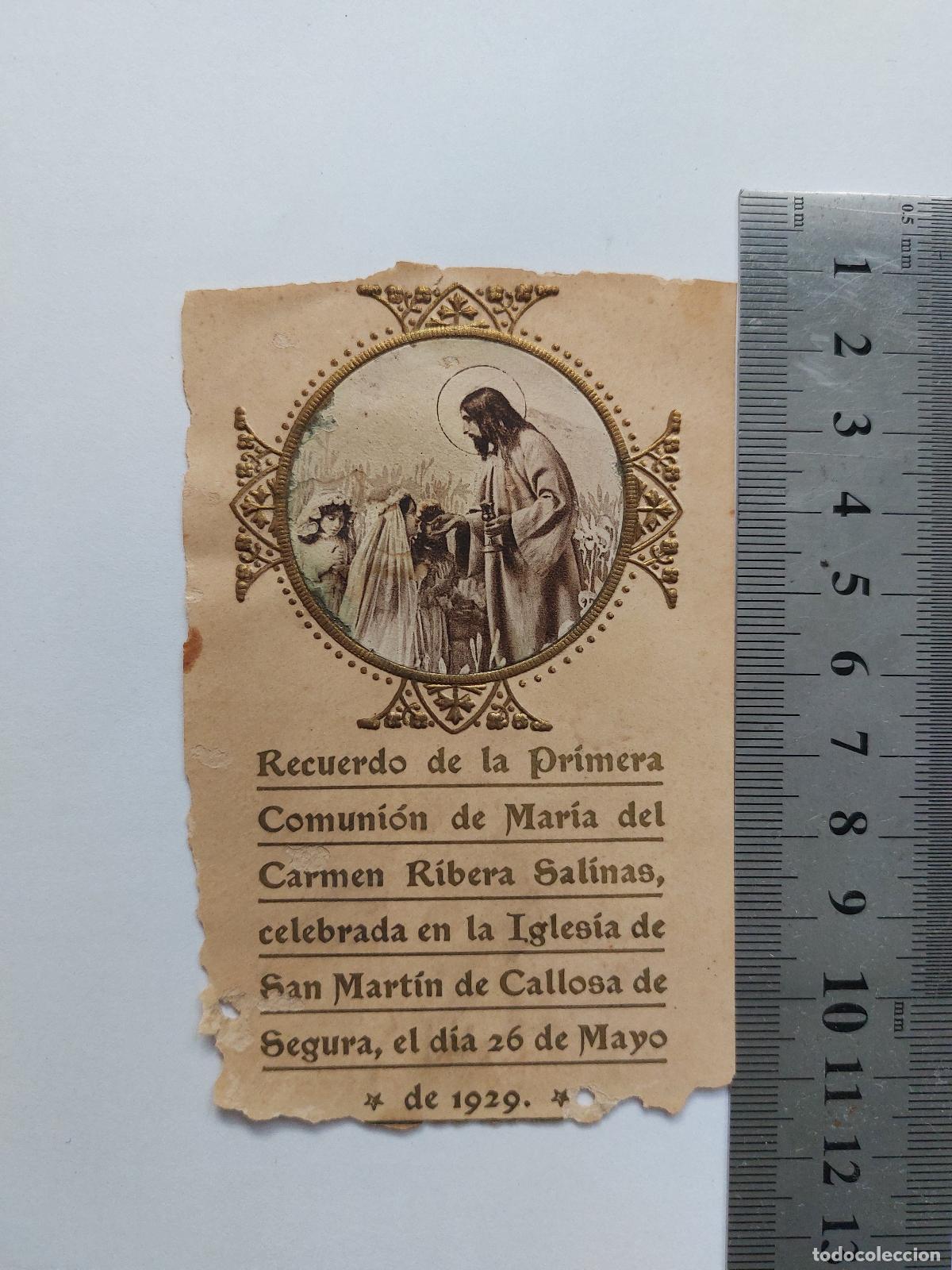 Postales: Estampa de recuerdo de Primera Comuni&oacute;n de 1929 en Callosa de Segura