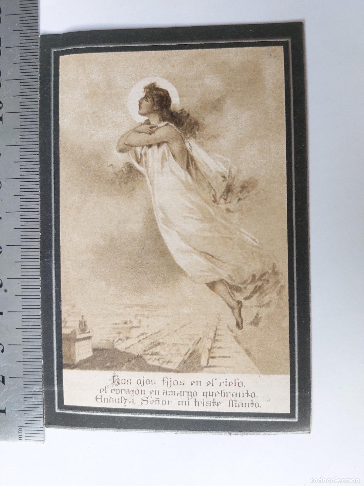 Postales: Estampa recordatorio de difunto con oraci&oacute;n religiosa