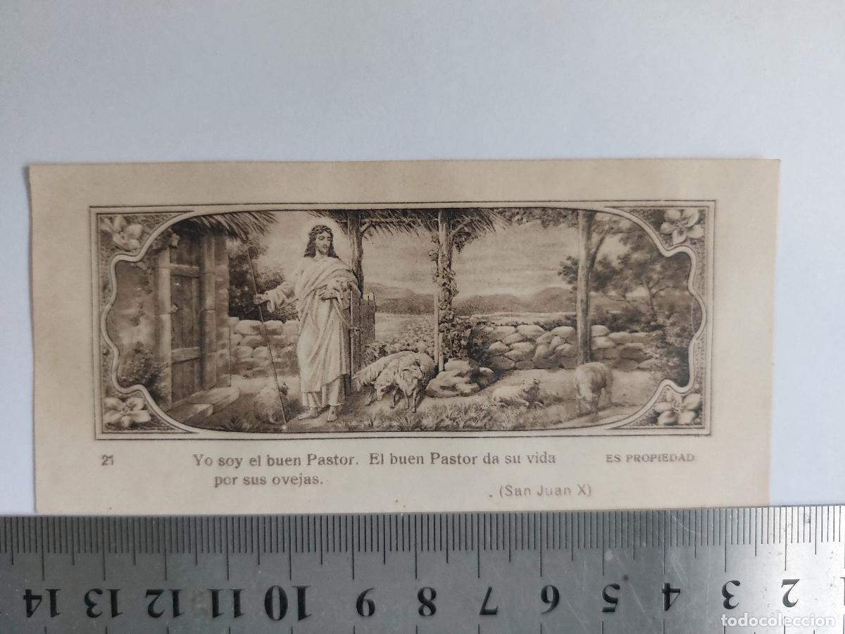 Postales: Estampa religiosa el Buen Pastor con cita b&iacute;blica de San Juan
