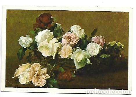 Postales: CANASTILLA CON RAMO DE ROSAS