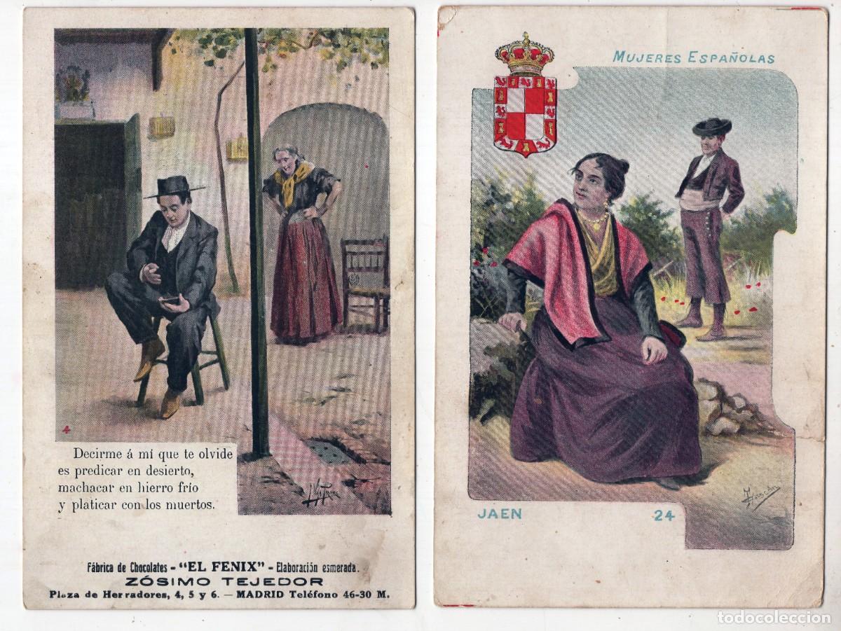 Postales: TARJETA POSTAL 2. MUJERES ESPA&Ntilde;OLAS con anuncio de Casa especial en Camiser&iacute;a y corbater&iacute;a A. Rojas