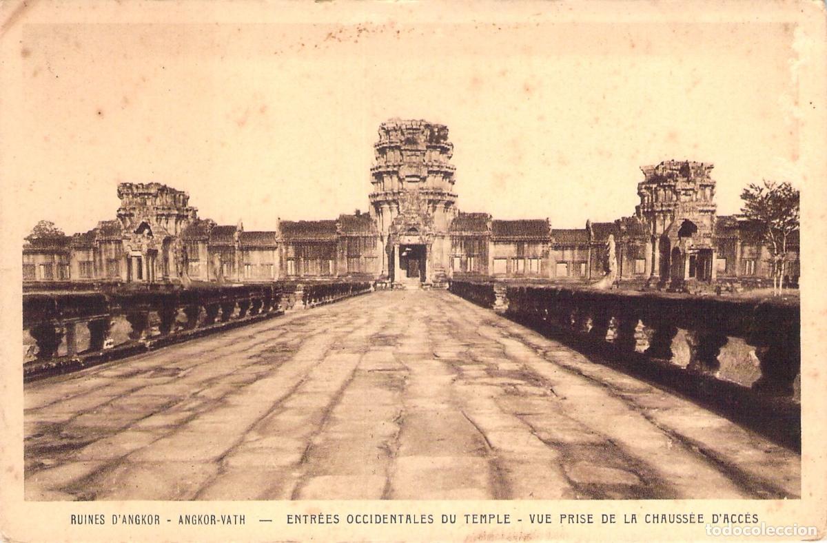 Postales: Postal de las ruinas de Angkor Wat, entradas occidentales del templo