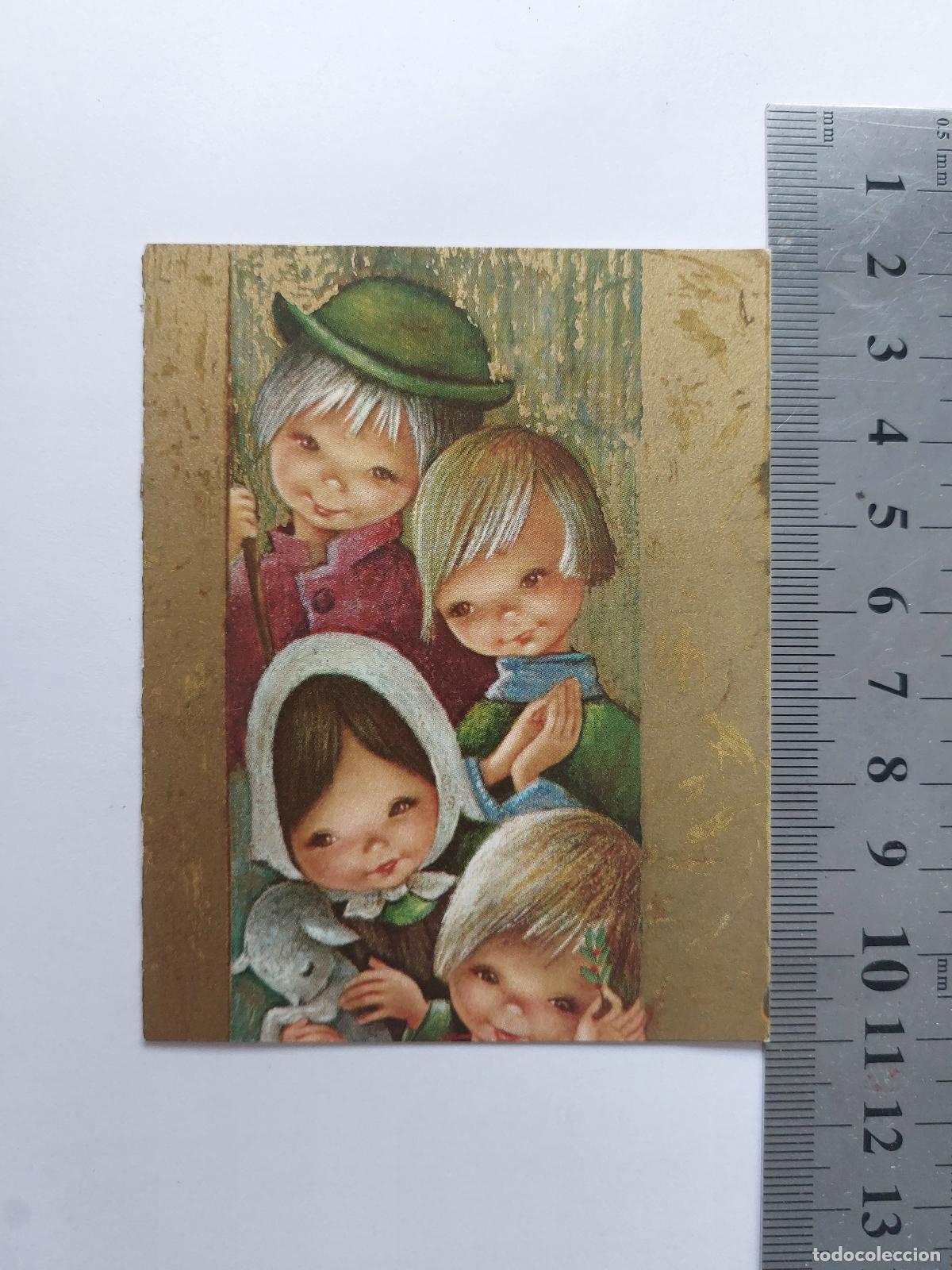 Postales: Estampa de Navidad con ilustraci&oacute;n de ni&ntilde;os