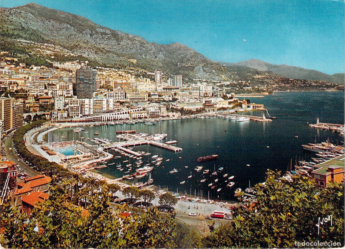 Postales: Postal de vista panor&aacute;mica de Montecarlo y el puerto de M&oacute;naco