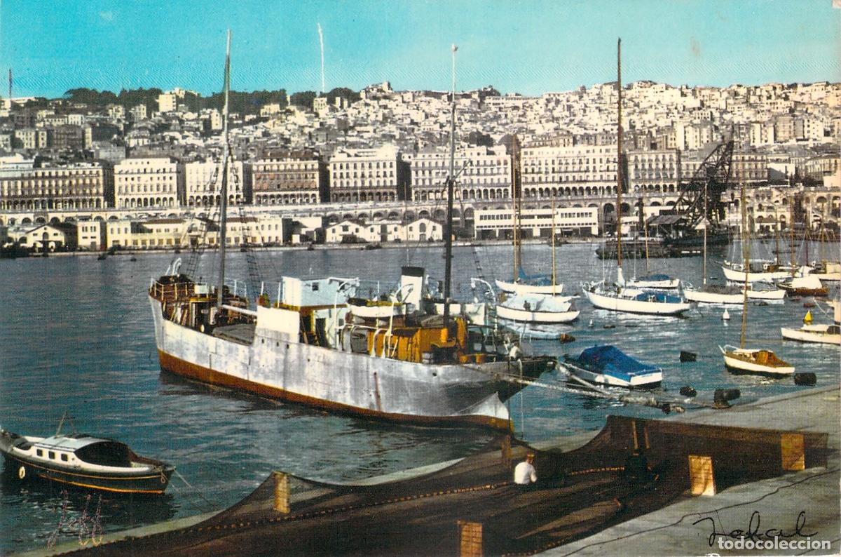 Postales: Postal del puerto y la ciudad de Argel