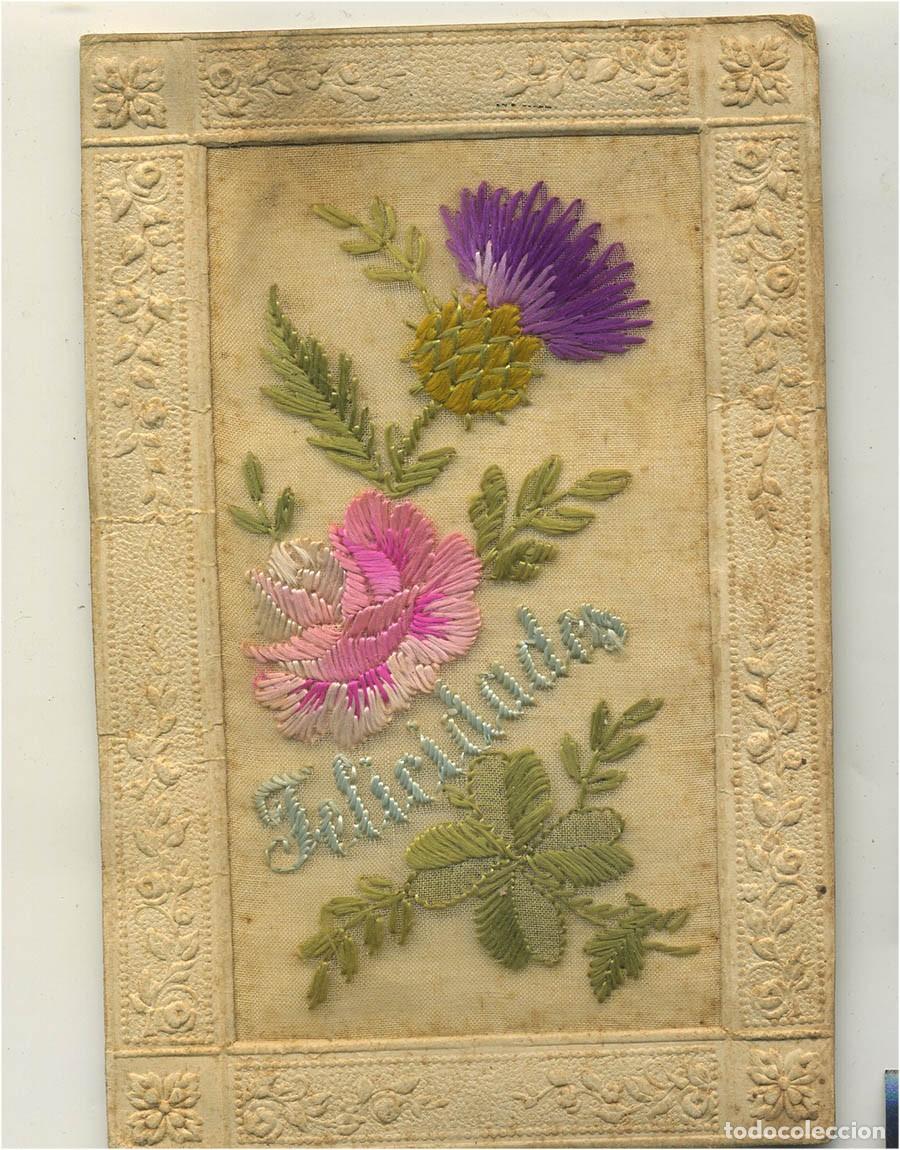Postales: ANTIGUA POSTAL FLORES BORDADAS ESCRITA