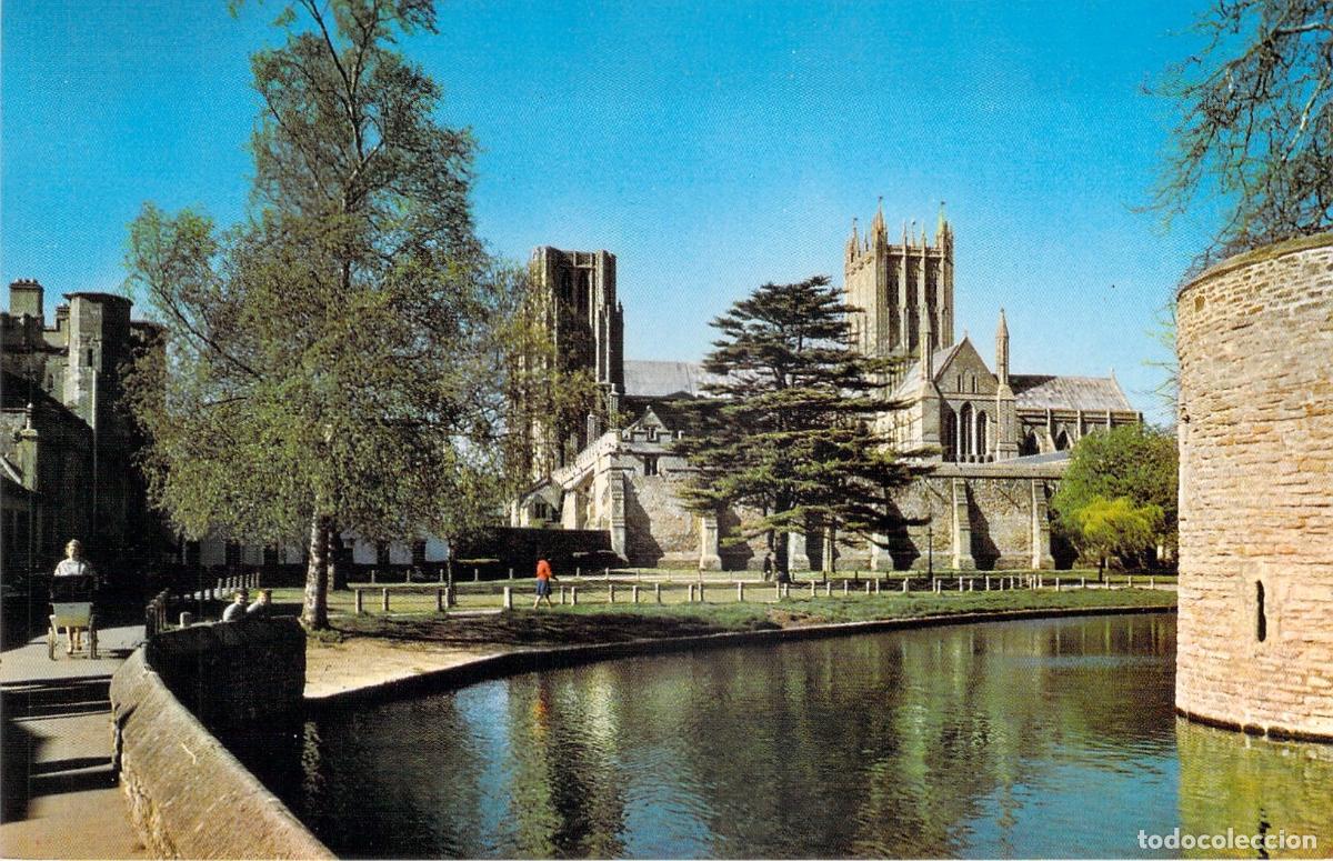Postales: Postal de la Catedral de Wells y su Foso en Inglaterra