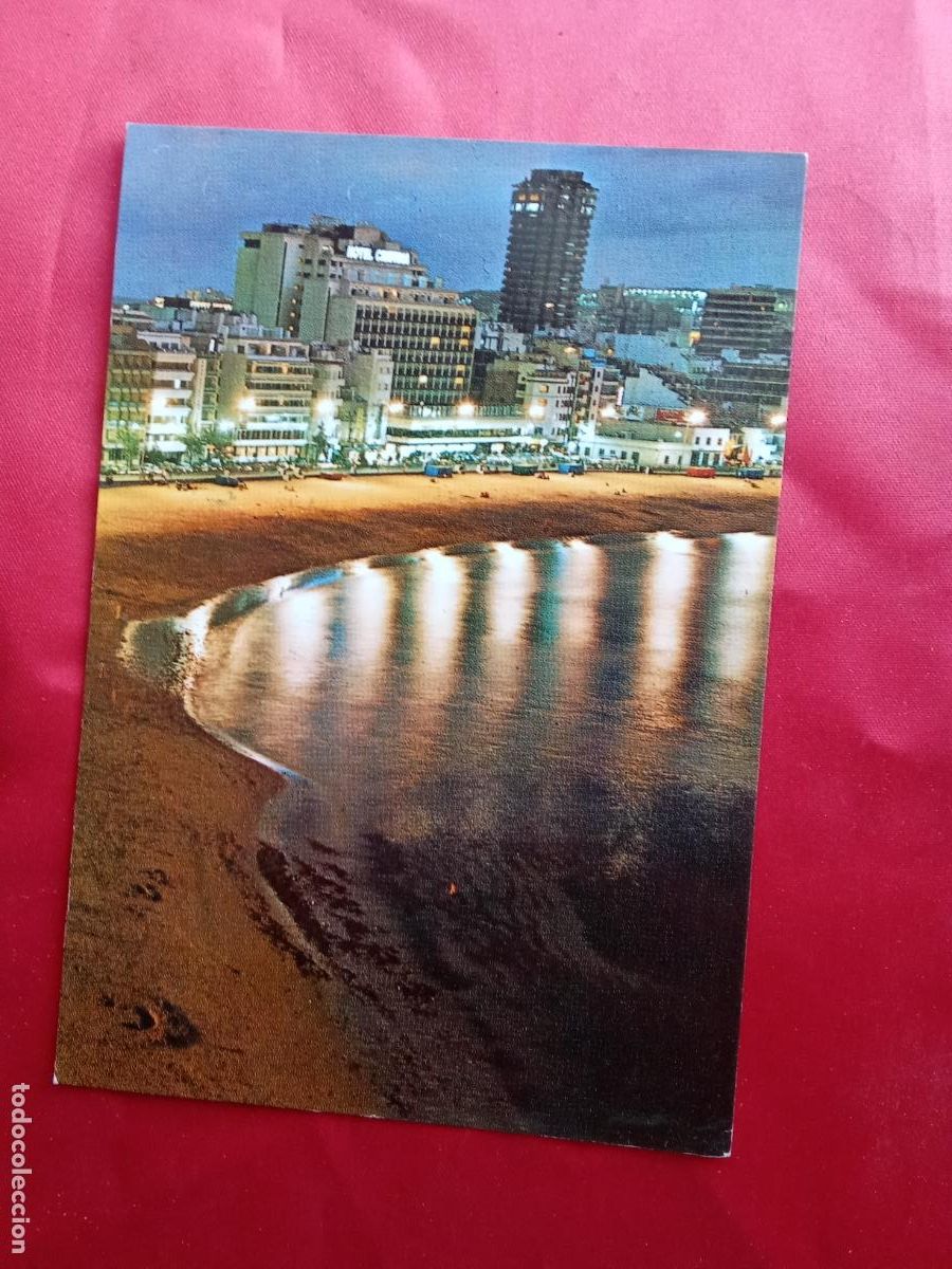 Postales: Postal Gran Canaria - Vista nocturna de la playa de las Canteras P.1163