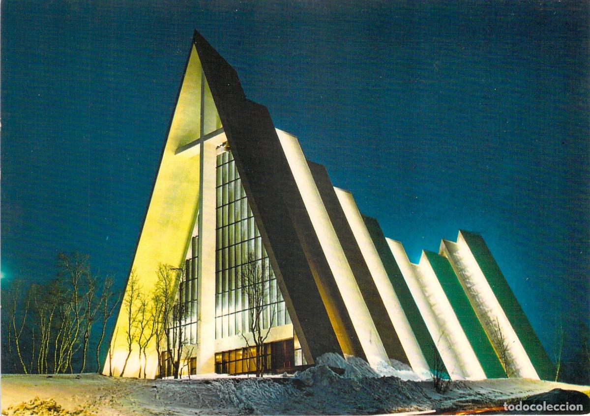 Postales: Postal de la Iglesia de Tromsdalen Catedral del &Aacute;rtico en Noruega