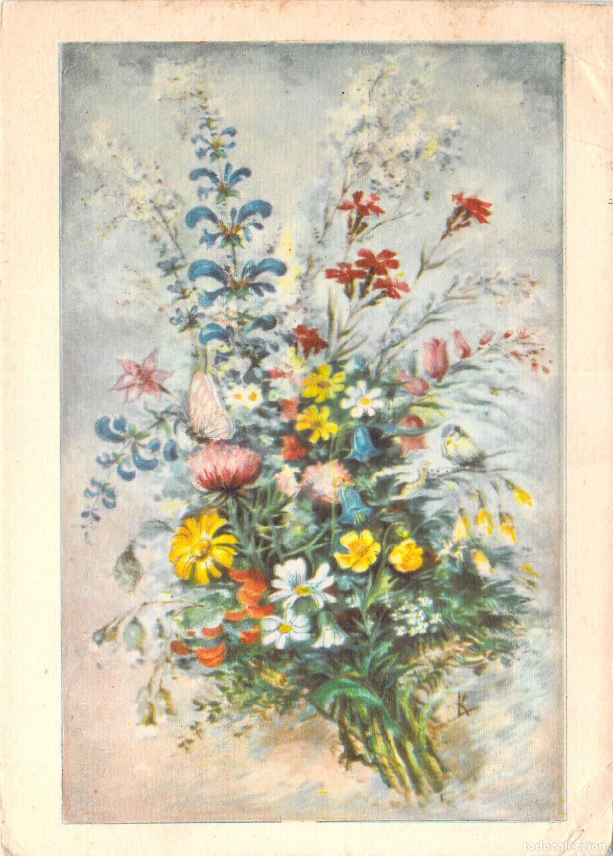 Postales: Postal con Ilustraci&oacute;n de Ramo de Flores Silvestres
