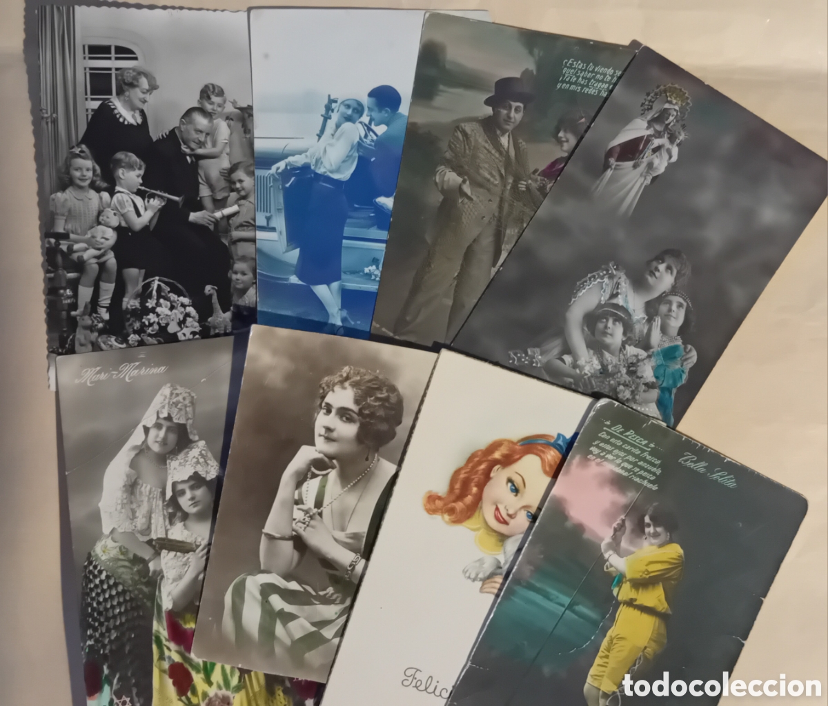 Postales: Lote de 8 Postales Antiguas - Retratos y Escenas de &Eacute;poca Principios siglo XX