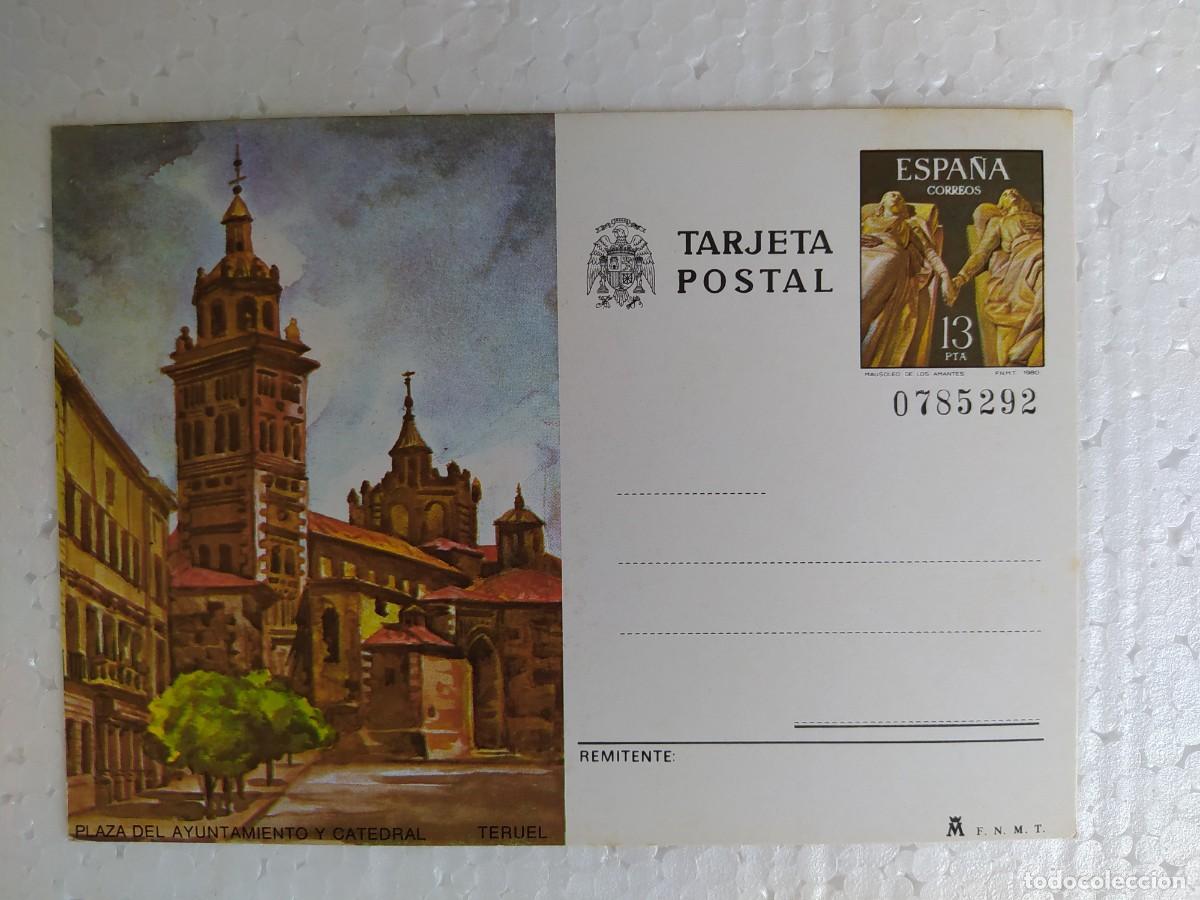 Postales: 1980 tarjeta postal entero Espa&ntilde;a plaza del ayuntamiento y catedral de Teruel