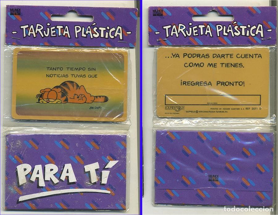 Postales: TARJETA PL&Aacute;STICA EXPRESI&Oacute;N GARFIELD CON SU SOBRE EN BL&Iacute;STER A ESTRENAR