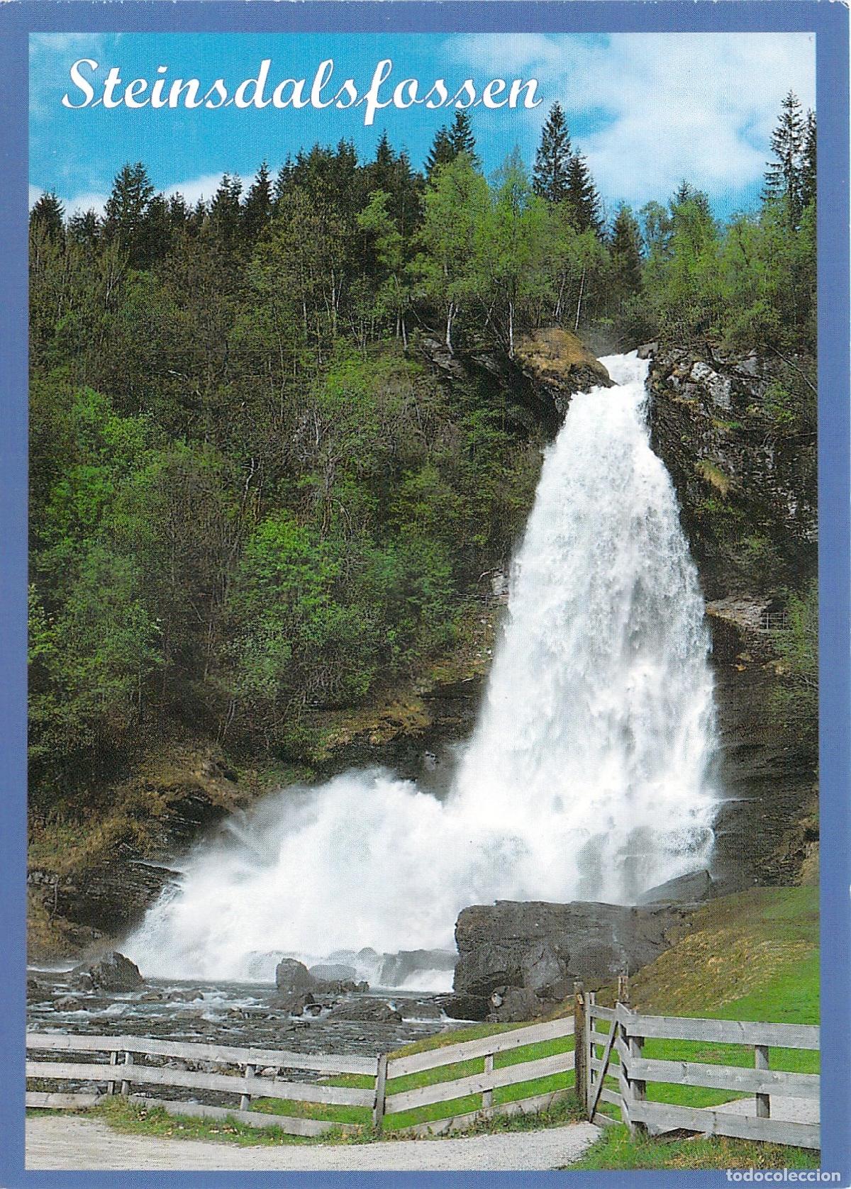 Postales: Postal de la cascada Steindalsfossen en Norheimsund, Noruega