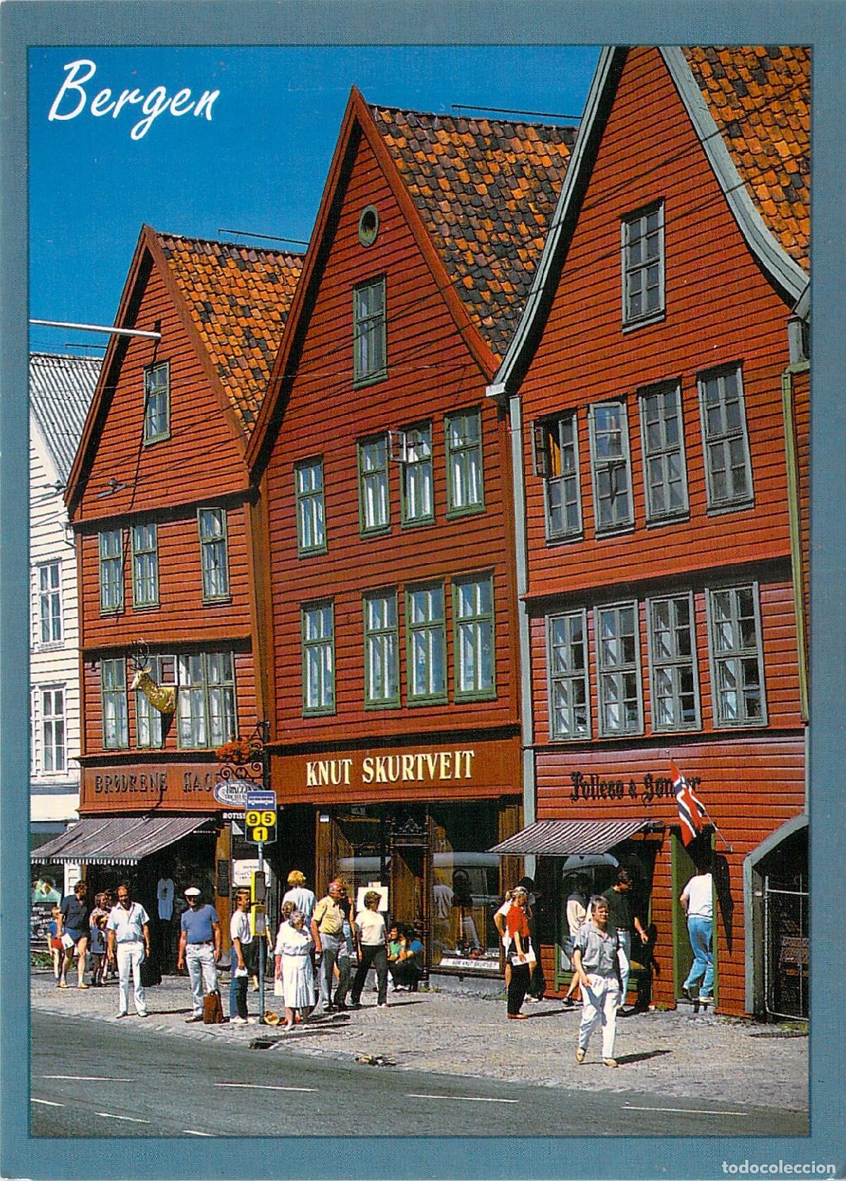 Postales: Postal de las casas hist&oacute;ricas de Bryggen en Bergen, Noruega