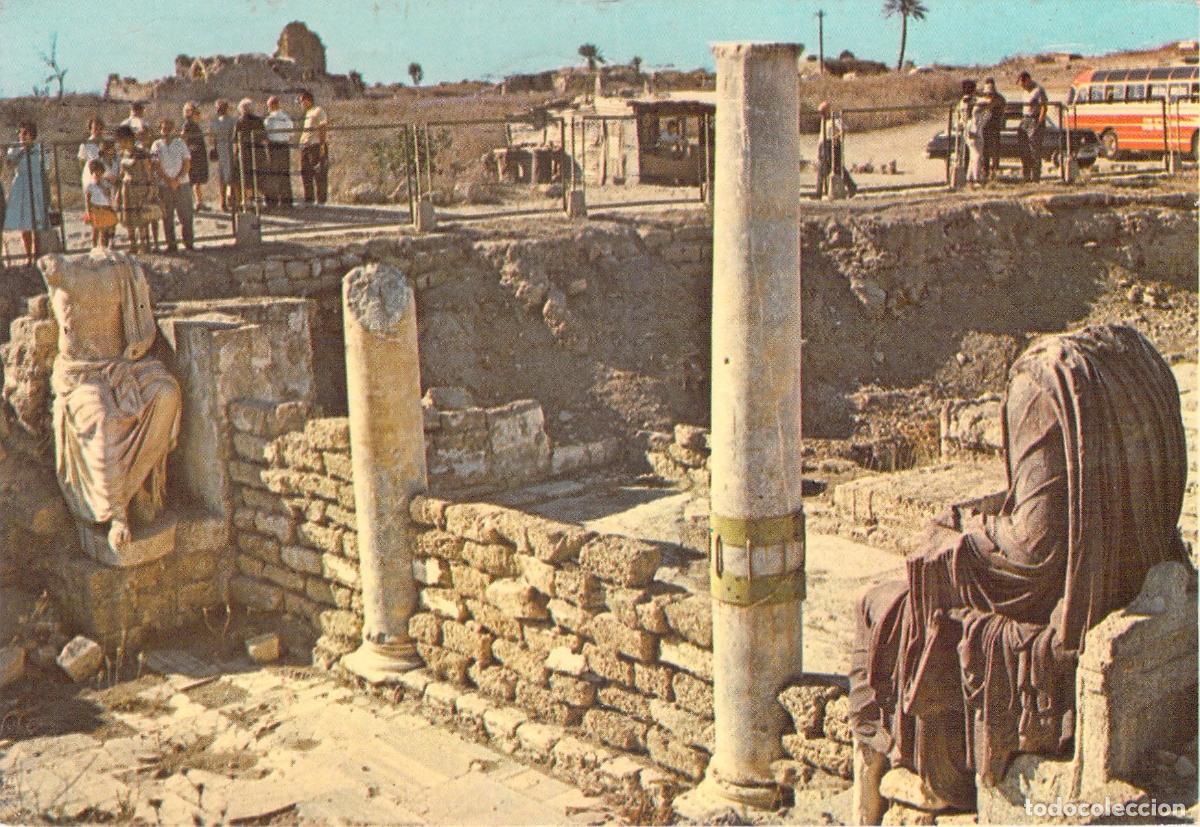 Postales: Postal de las ruinas bizantinas y estatuas romanas en Cesarea