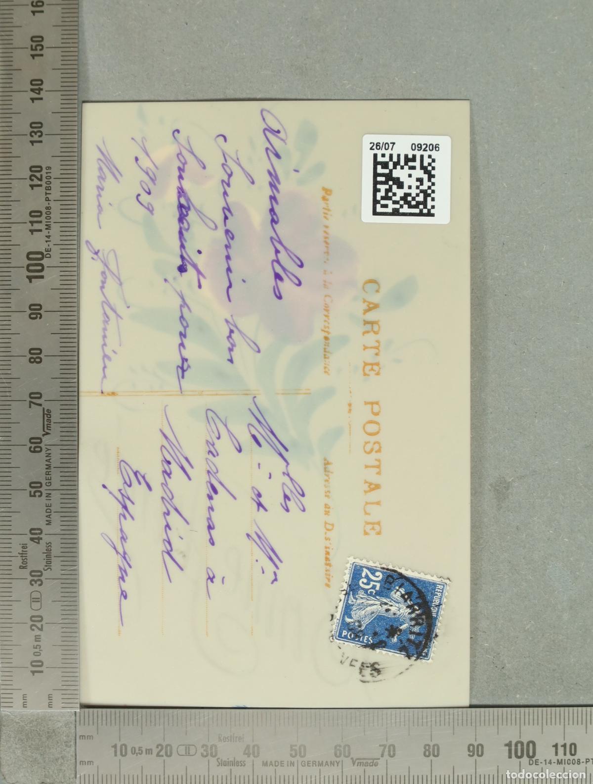 Postales: POSTAL. Bonne Ann&eacute;e - Fleurs. PINTADA A MANO - Foto 2