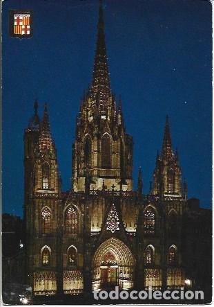 Postcards: POSTAL A7195: Vista nocturna de la Catedral de Barcelona