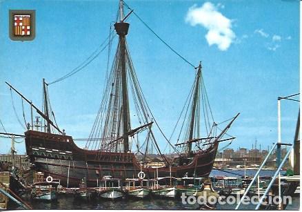 Postcards: POSTAL A7191: Carabela Santa Maria en el Puerto de Barcelona
