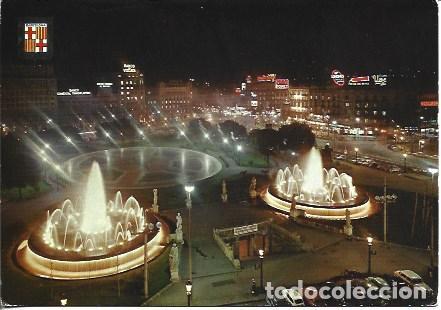 Cartoline: POSTAL A7223:Vista nocturna de la Plaza Catalunya de Barcelona