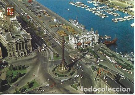 Cartoline: POSTAL A7219: Vista aerea del Monumento a Colon en Barcelona