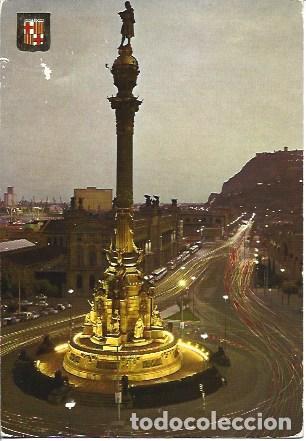 Cartoline: POSTAL A7233: Vista nocturna de Colon en Barcelona