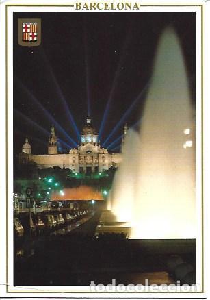 Postkarten: POSTAL A7393: Vista nocturna de la Avenida Maria Cristina de Barcelona